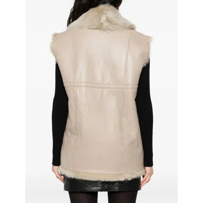 Iro Fur-trimmed Leather Vest In Neutral
