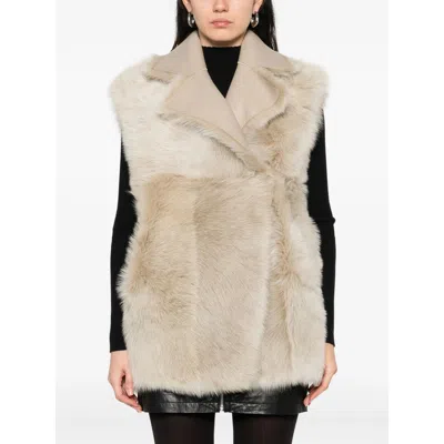 Iro Fur-trimmed Leather Vest In Neutral