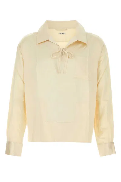 Bode Cream Satin Maze Blouse In Nude