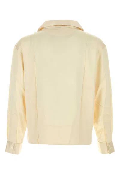 Bode Cream Satin Maze Blouse In Nude