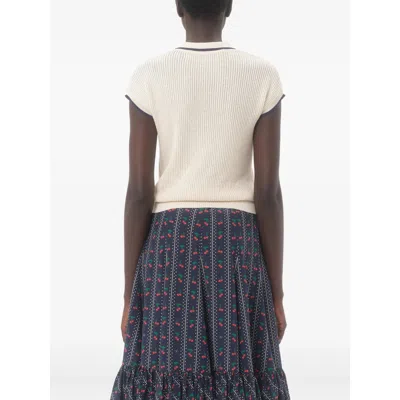 Valentino Cotton Tops With Bow Detail And Cap Sleeves