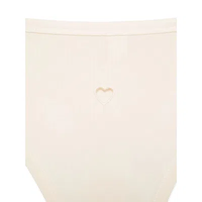 Baserange Heart Bell Fine-ribbed Thong In Neutral