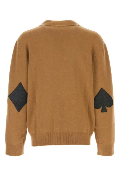Bottega Veneta Camel Stretch Cashmere Blend Cardigan In Brown