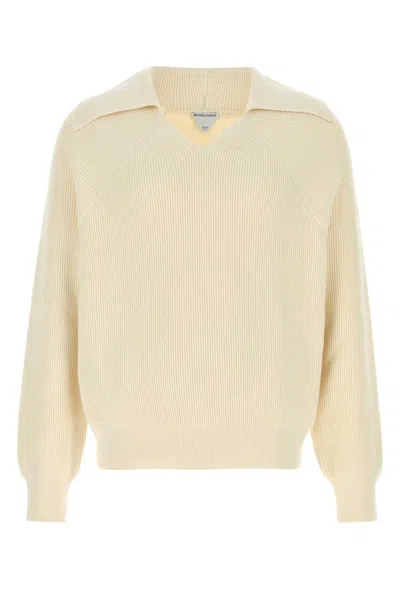 Bottega Veneta Maglione In Misto Cotone Crema Uomo