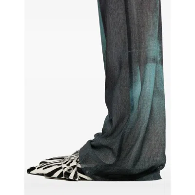 Jean Paul Gaultier Printed Flared-leg Mesh Trousers In Blue