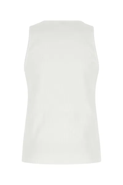 Bottega Veneta White Stretch Cotton Tank Top In White