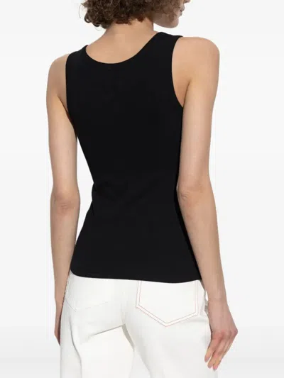 Versace Safety Pin Ribbed Tank Top Clothing In Black