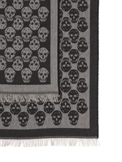 Alexander Mcqueen Scarf Skull Monogram Scarves And Foulards Black In Gray