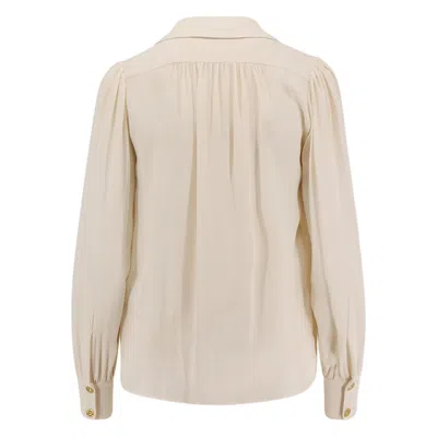 Elisabetta Franchi Jewel Detailed Georgette Blouse In Neutral
