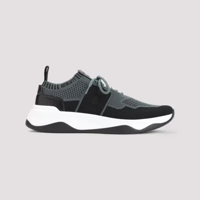 Berluti Breathable Textile And Leather Sneakers With Sole In Black