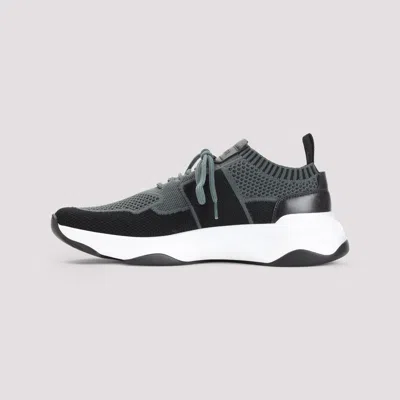 Berluti Breathable Textile And Leather Sneakers With Sole In Black