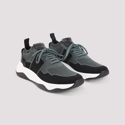 Berluti Breathable Textile And Leather Sneakers With Sole In Black
