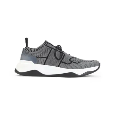 Berluti Gray Shadow Leather-trimmed Sneakers With Sock-like Fit In Gray