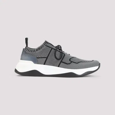 Berluti Gray Shadow Leather-trimmed Sneakers With Sock-like Fit In Gray