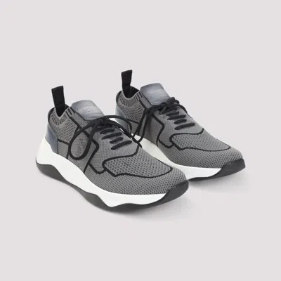 Berluti Gray Shadow Leather-trimmed Sneakers With Sock-like Fit In Gray