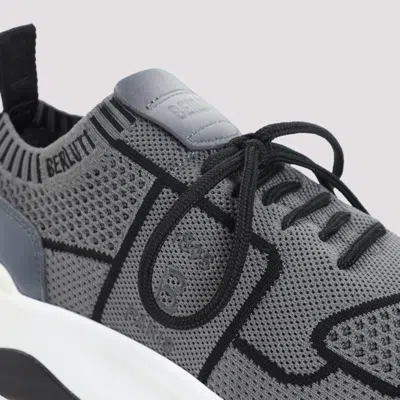Berluti Gray Shadow Leather-trimmed Sneakers With Sock-like Fit In Gray