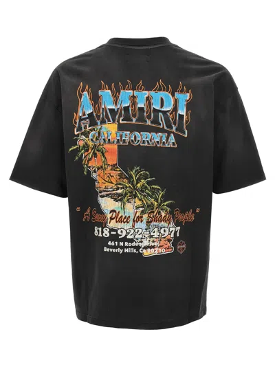 Amiri Sunny Place Logo-print Cotton-blend Jersey T-shirt In Black