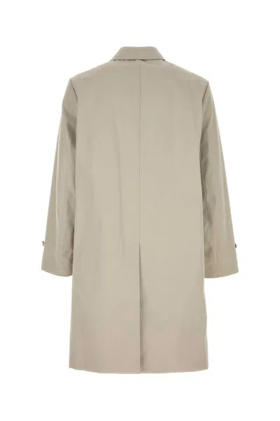 Burberry Long Cotton Double-breasted Coat With Notched Lapel