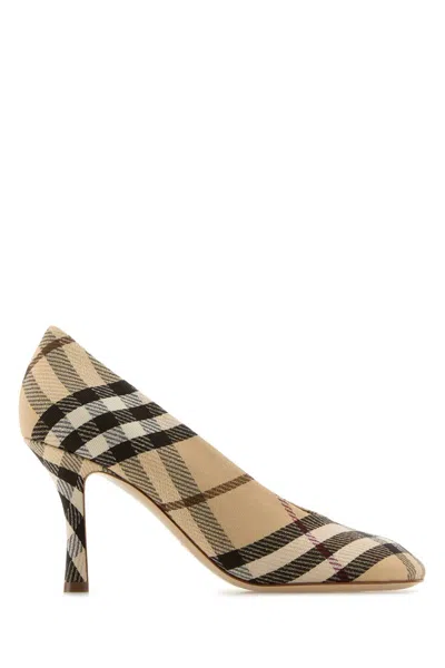 Burberry Embroidered Canvas Baby Pumps In Brown