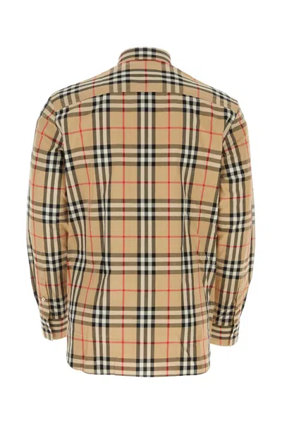 Burberry Classic Check Wool Flannel Shirt For Men In Brown