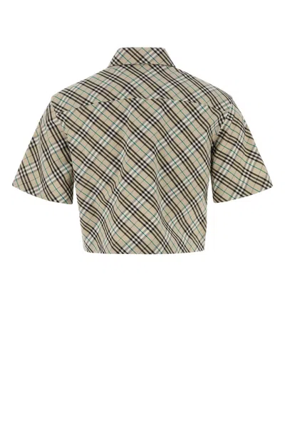 Burberry Women's Checked Cotton Shirt In Gray