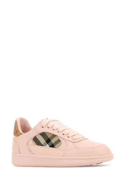 Burberry London Leather And Check Terrace Women S Sneakers In Pink