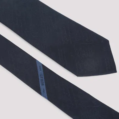 Berluti Logo Jacquard Silk Tie In Black