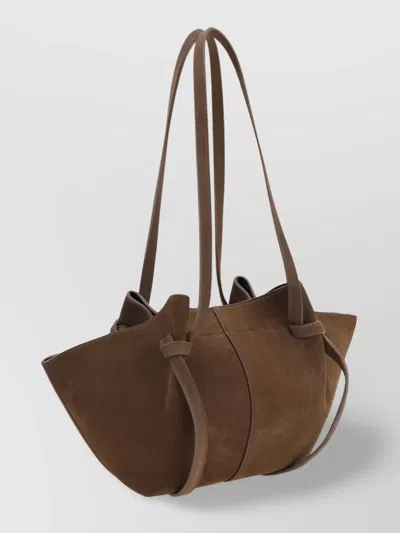 Yuzefi Geometric Fold-over Suede Tote Bag