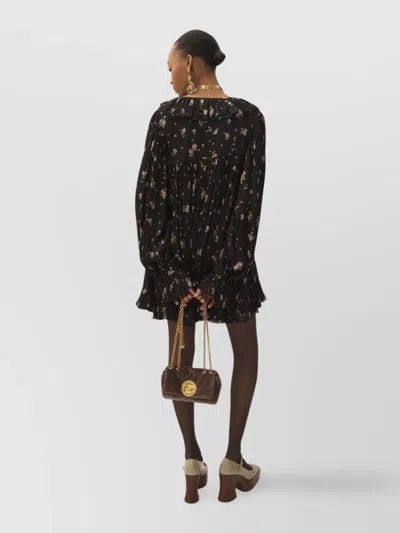Chloé Mini Dress Pleated Ruffles In Multi
