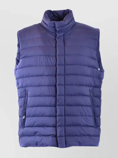 Herno Collar Padded Sleeveless Zip Pockets Jackets In Blue