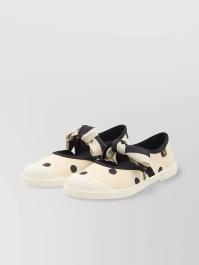 Valentino Polka Dot Ballet Flats With Contrasting Trim