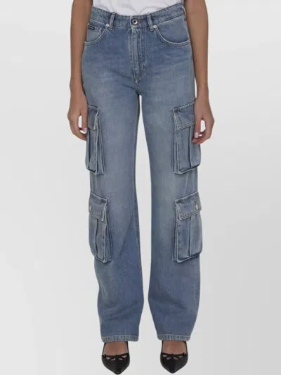 Dolce & Gabbana Multi-pocket Cargo Denim Trousers In Blue