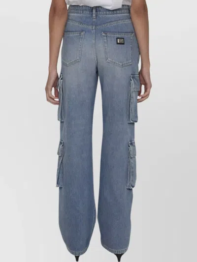 Dolce & Gabbana Multi-pocket Cargo Denim Trousers In Blue