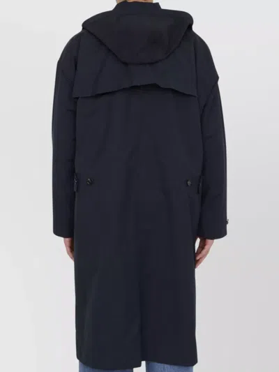 Bottega Veneta Nylon Blend Trench Coat With Buttoned Cuffs In Black