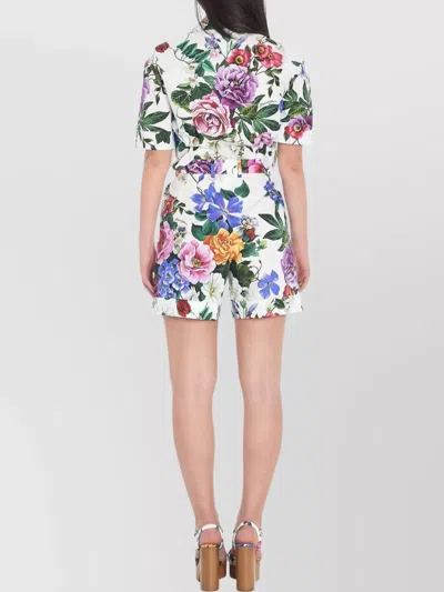 Dolce & Gabbana High-waisted Floral Print Shorts Cuff