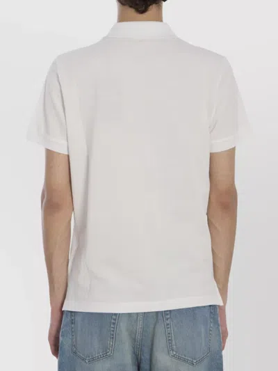 Fendi Ff Ribbed Collar Polo Shirt In White