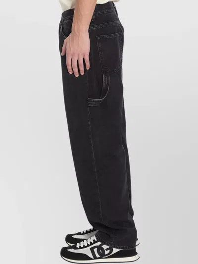 Dolce & Gabbana Wide Leg Cargo Jeans Strap In Black