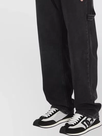 Dolce & Gabbana Wide Leg Cargo Jeans Strap In Black