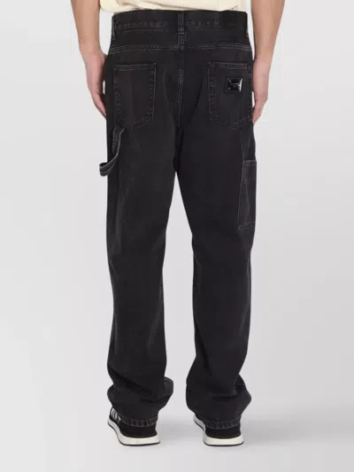 Dolce & Gabbana Wide Leg Cargo Jeans Strap In Black