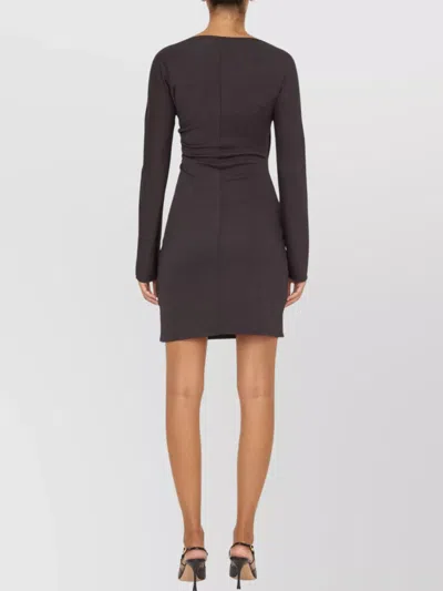 Bottega Veneta Mini Dark Brown With Front Cross-over In Fluid Viscose Woman In Brown