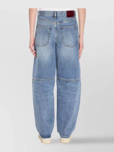 Gucci Blue Jeans With Logo Patch On The Rear And Wide Leg In Denim Woman In Blue