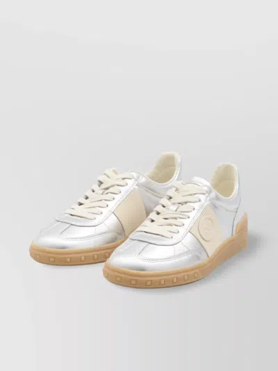Valentino Village High-top Sneakers With Unique Leather Imperfections In Silver