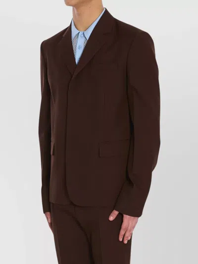 Gucci Wool Twill Single-breasted Jacket In Brown