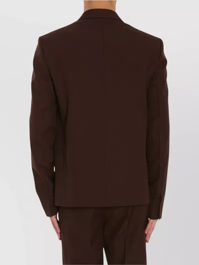 Gucci Wool Twill Single-breasted Jacket In Brown