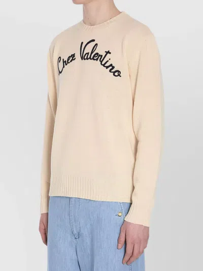 Valentino Beige Embroidered Wool Sweater