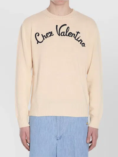 Valentino Beige Embroidered Wool Sweater