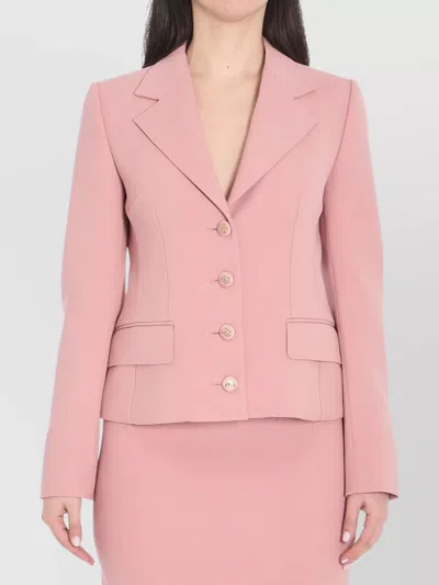 Dolce & Gabbana Single-breasted Pink Wool Jacket In Pink