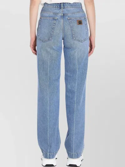 Dolce & Gabbana High-waisted Wide-leg Denim Trousers Pleats