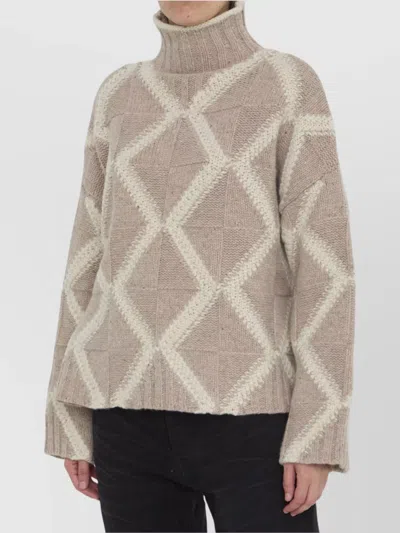 Bottega Veneta Argyle Intarsia Knit Turtleneck Sweater