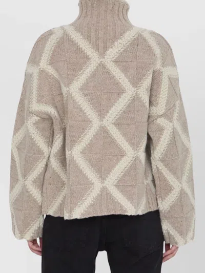 Bottega Veneta Argyle Intarsia Knit Turtleneck Sweater